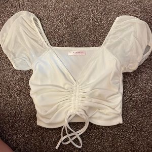 White puff/sheer sleeve top